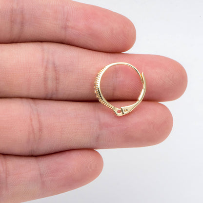 4pcs CZ Pave Gold Circle Leverback Ear Hooks, Gold plated on Brass, Earring Hoop Components (GB-2845)