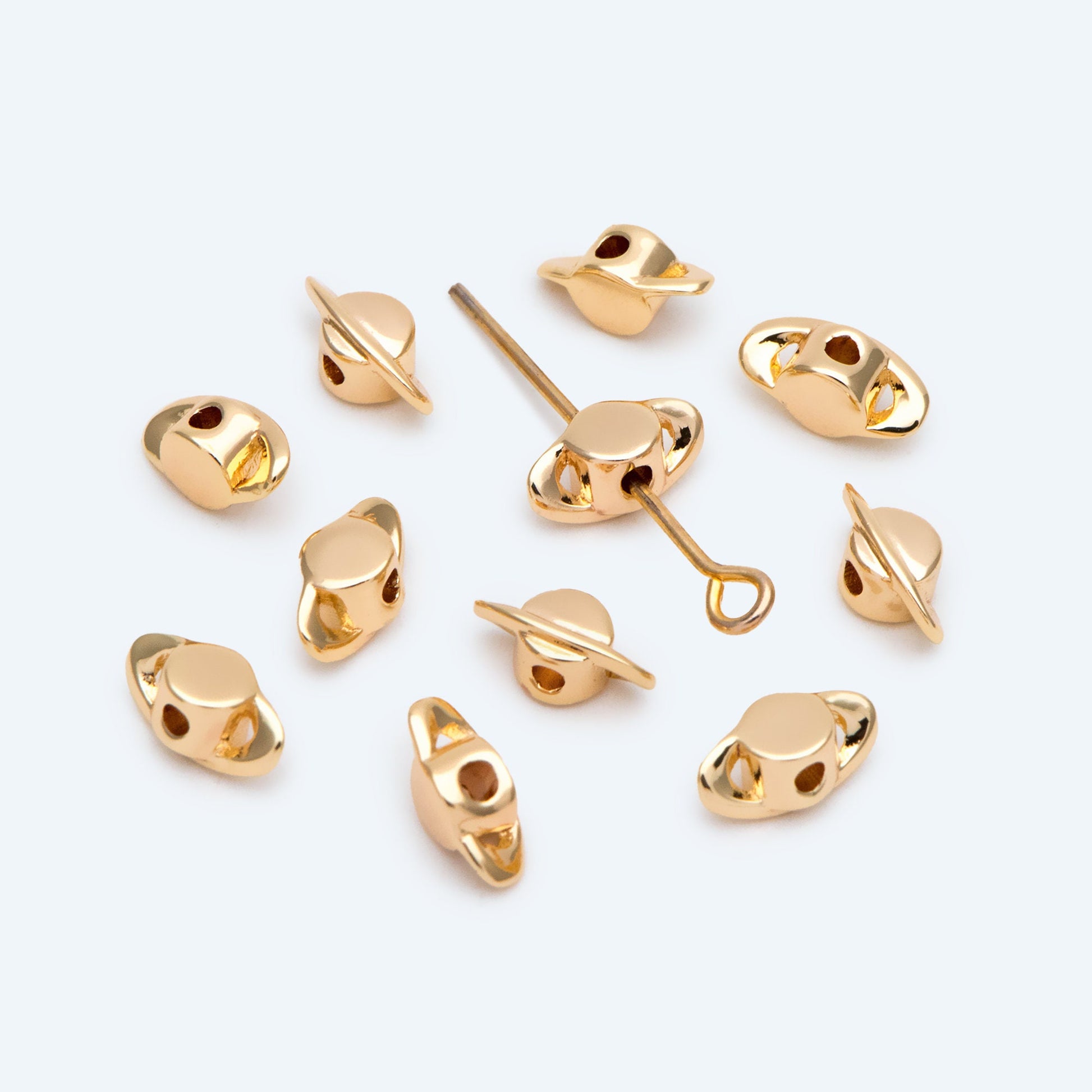 10pcs Gold Saturn Spacer Beads, Real Gold plated Brass Spacer Beads (GB-2964-C)