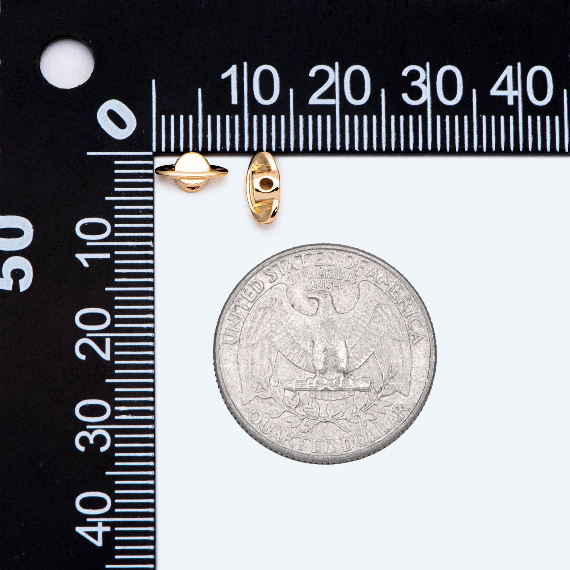 10pcs Gold Saturn Spacer Beads, Real Gold plated Brass Spacer Beads (GB-2964-C)