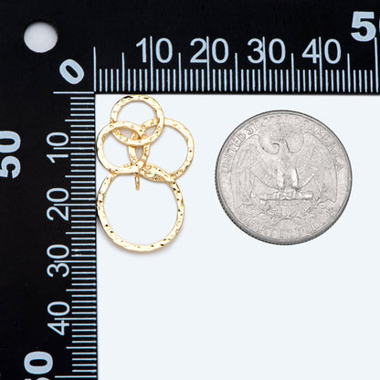 10pcs Gold Hammered Mixed Circles Pendant, Gold plated Brass Hoops, Cluster of Circles Charm (GB-2750-I)
