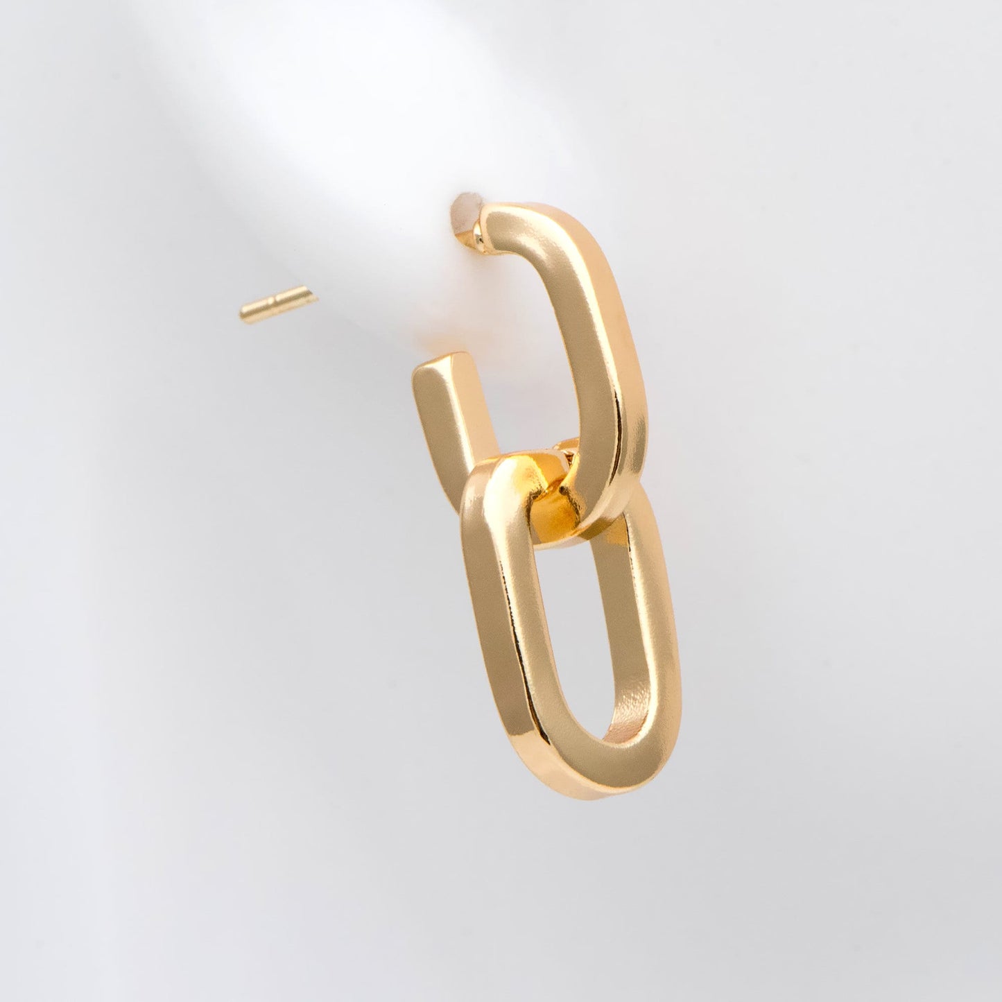 4pcs Gold Oval Ear Posts, Minimal Geometric Earrings, Minimalist Stud Earrings, Chain Link Earwire (GB-2781)