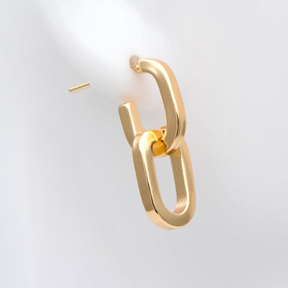 4pcs Gold Oval Ear Posts, Minimal Geometric Earrings, Minimalist Stud Earrings, Chain Link Earwire (GB-2781)
