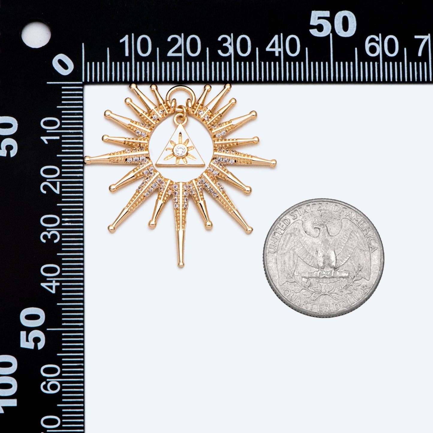 4pcs CZ Pave Gold/ Silver Sun Charms, 18K Gold/ Rhodium plated Brass, Sun Pendant (GB-2259-D)