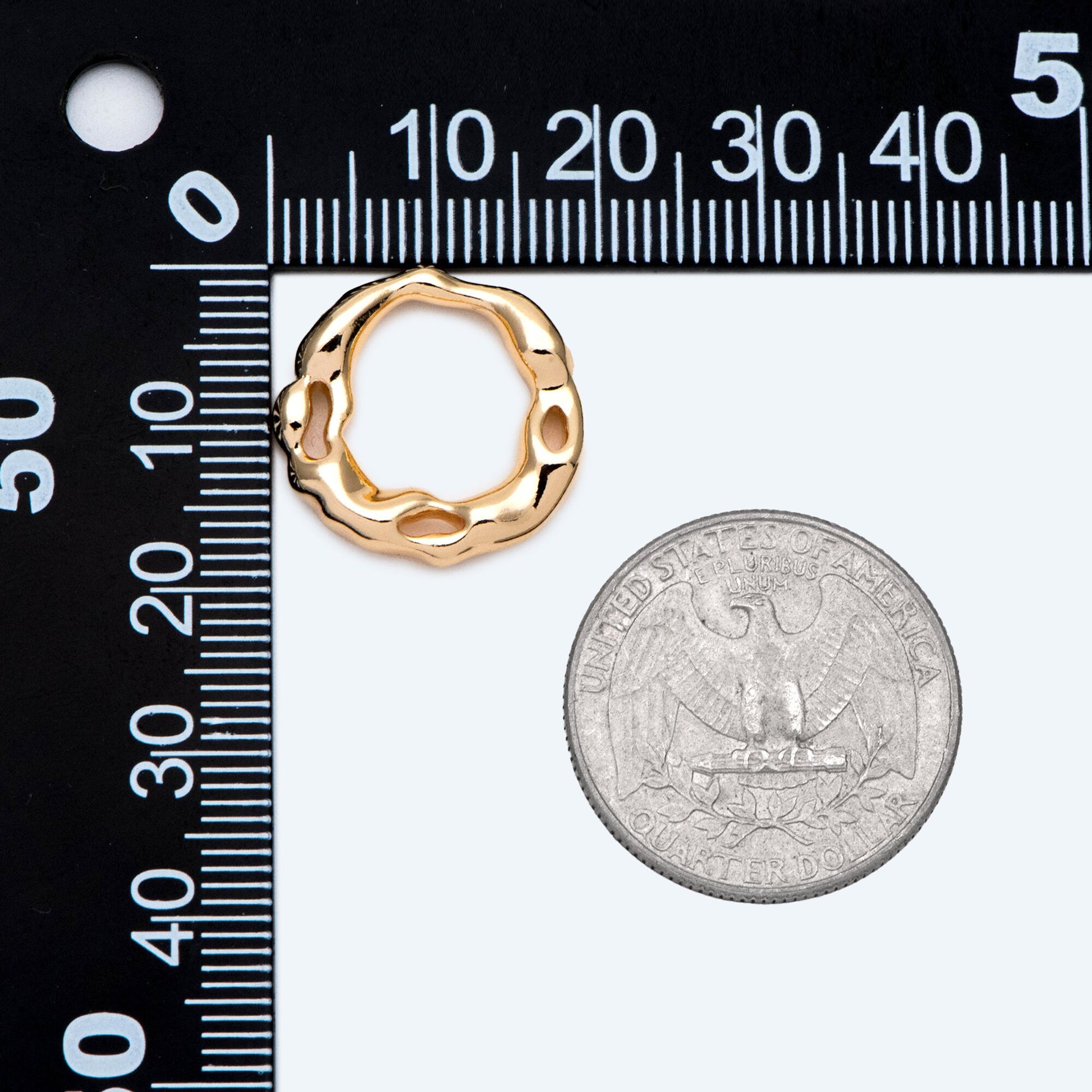 10pcs Gold Irregular Round Charms, Gold plated Brass Circle Pendant (#GB-2750-E)