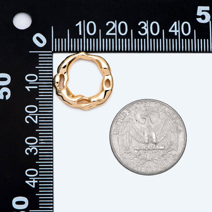 10pcs Gold Irregular Round Charms, Gold plated Brass Circle Pendant (#GB-2750-E)