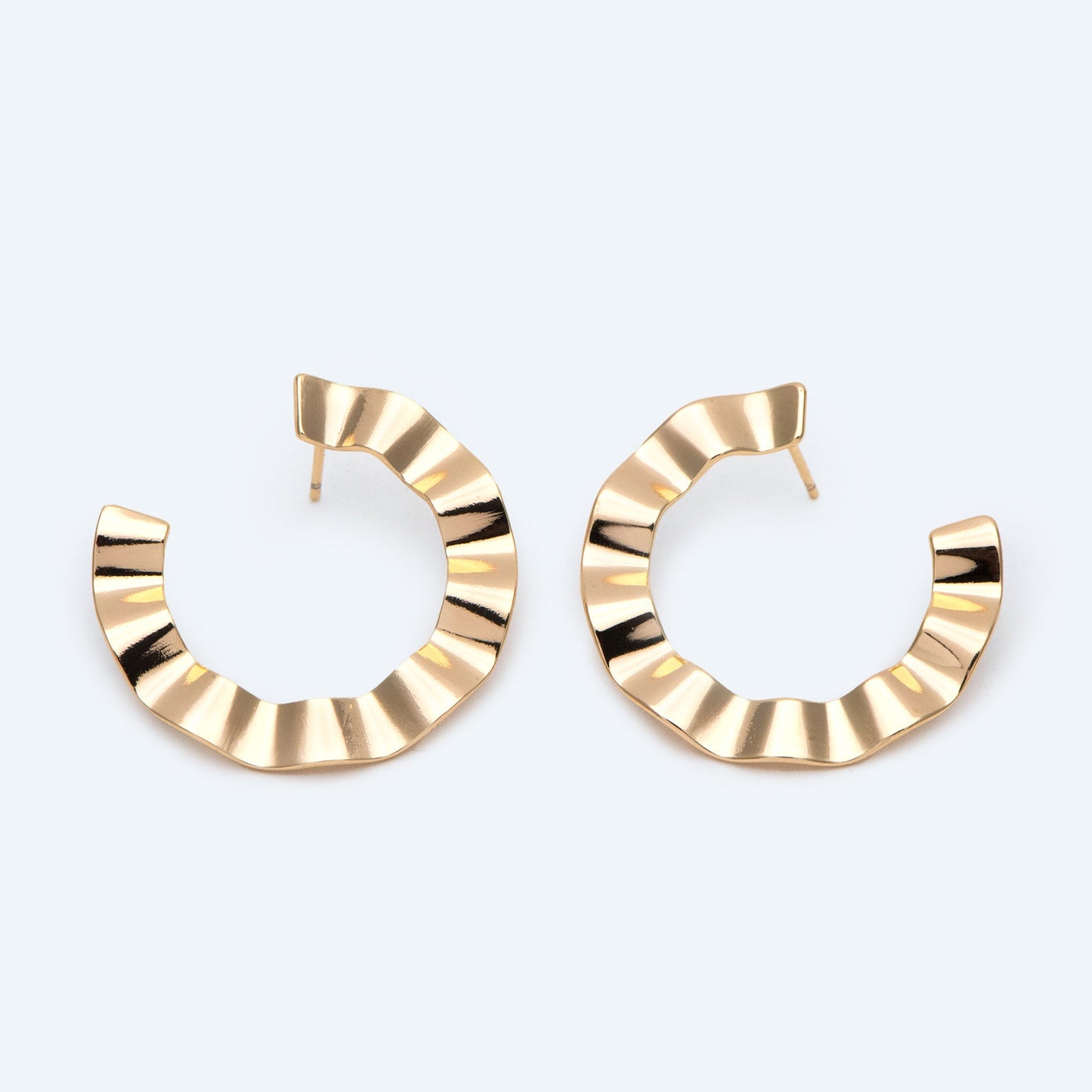 4pcs Gold Wave Circle Earrings, C Shape Earring Stud, Minimalist Earring (GB-2914)