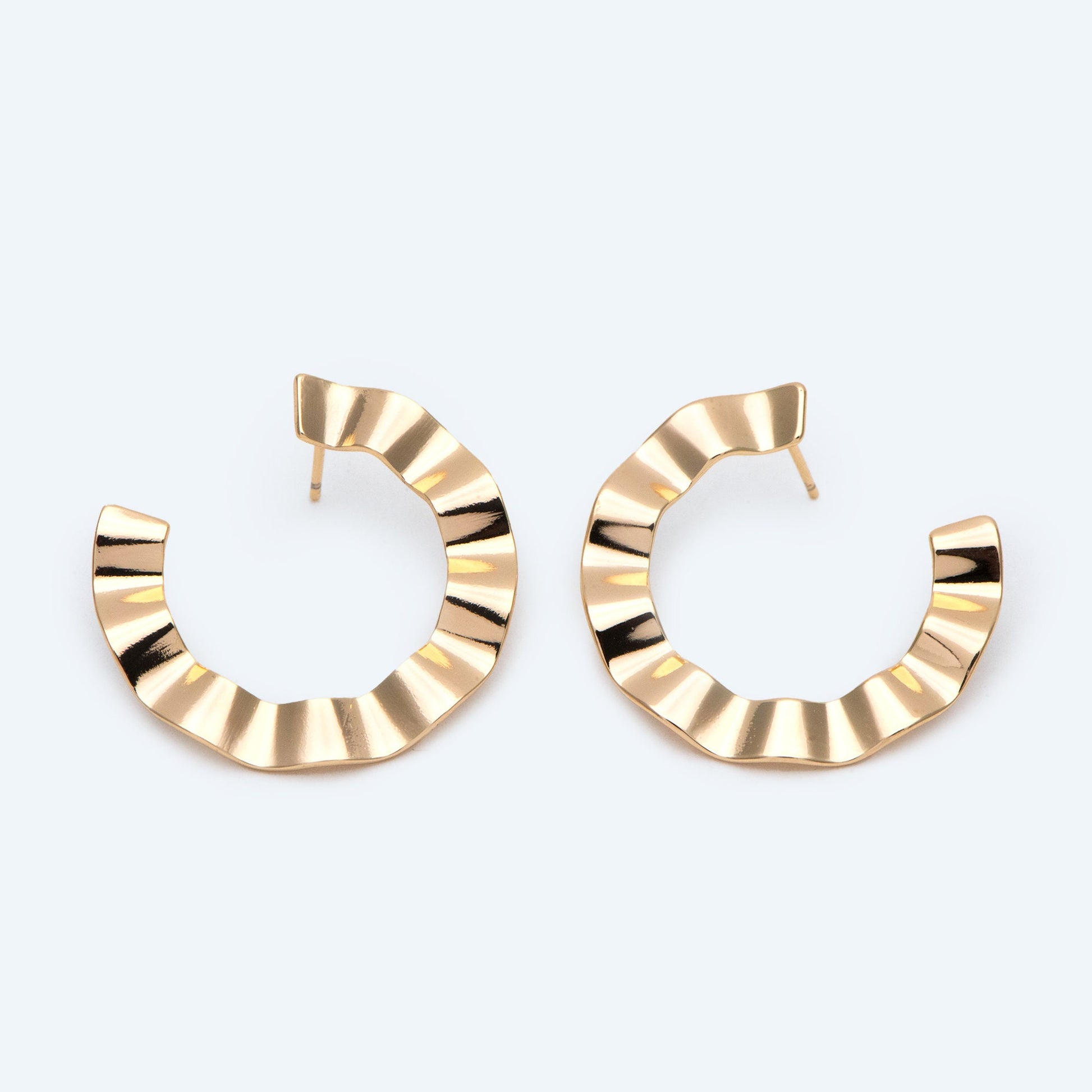 4pcs Gold Wave Circle Earrings, C Shape Earring Stud, Minimalist Earring (GB-2914)