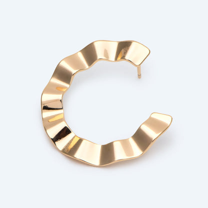 4pcs Gold Wave Circle Earrings, C Shape Earring Stud, Minimalist Earring (GB-2914)
