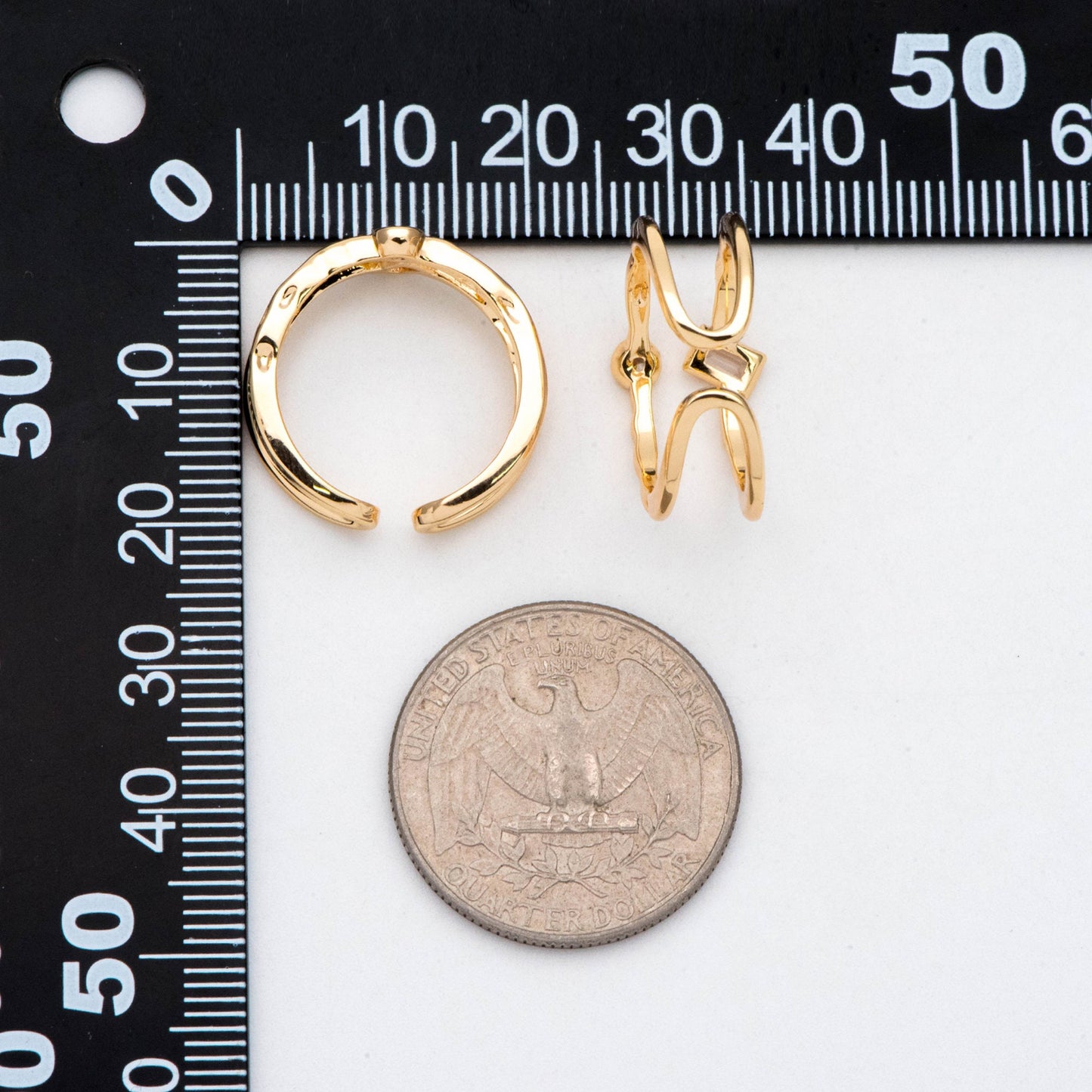 4pcs CZ Pave Double Band Gold Ring, Adjustable Ring, Minimalist Ring, Stacking Ring, Statement Ring (#JZ-027-F)