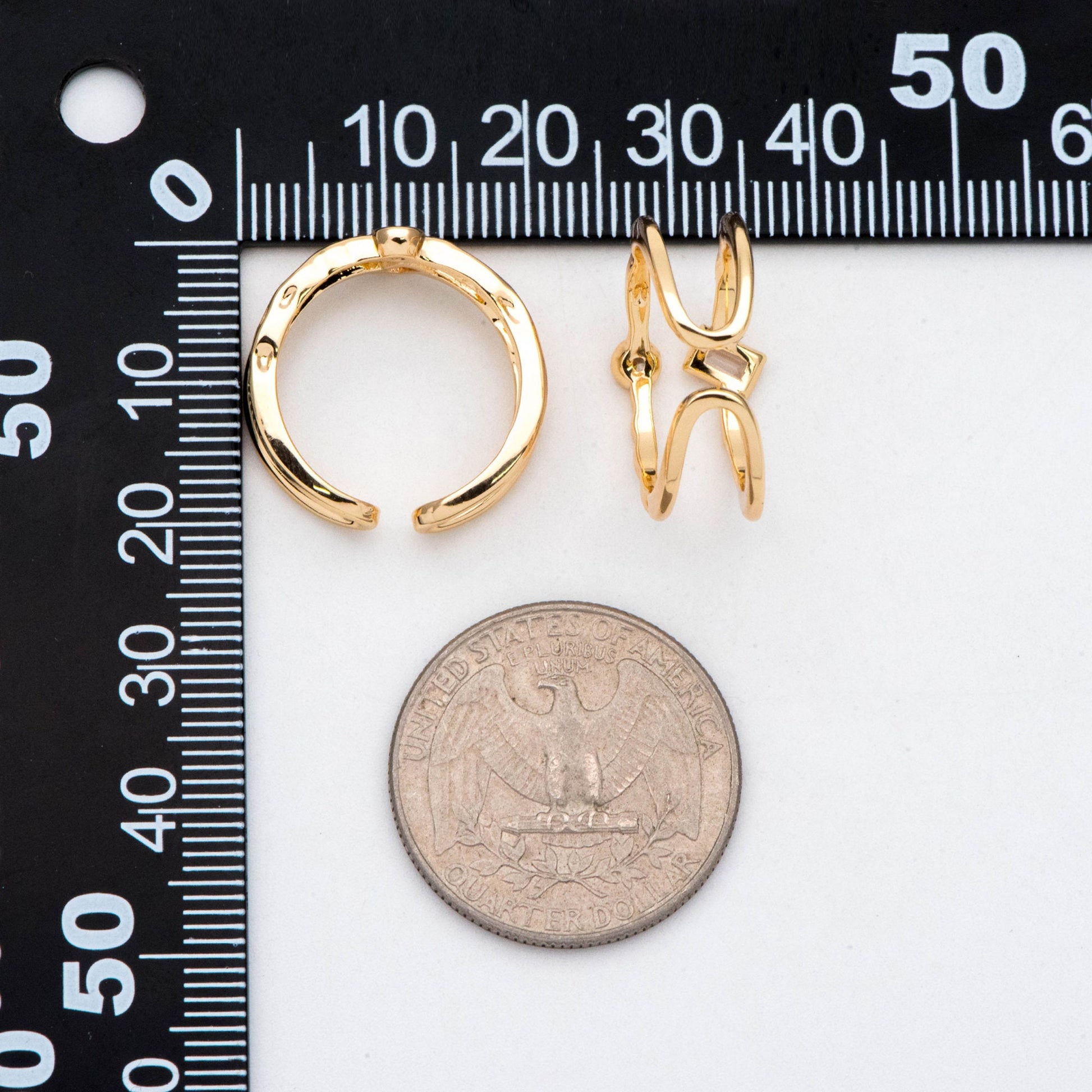 4pcs CZ Pave Double Band Gold Ring, Adjustable Ring, Minimalist Ring, Stacking Ring, Statement Ring (#JZ-027-F)