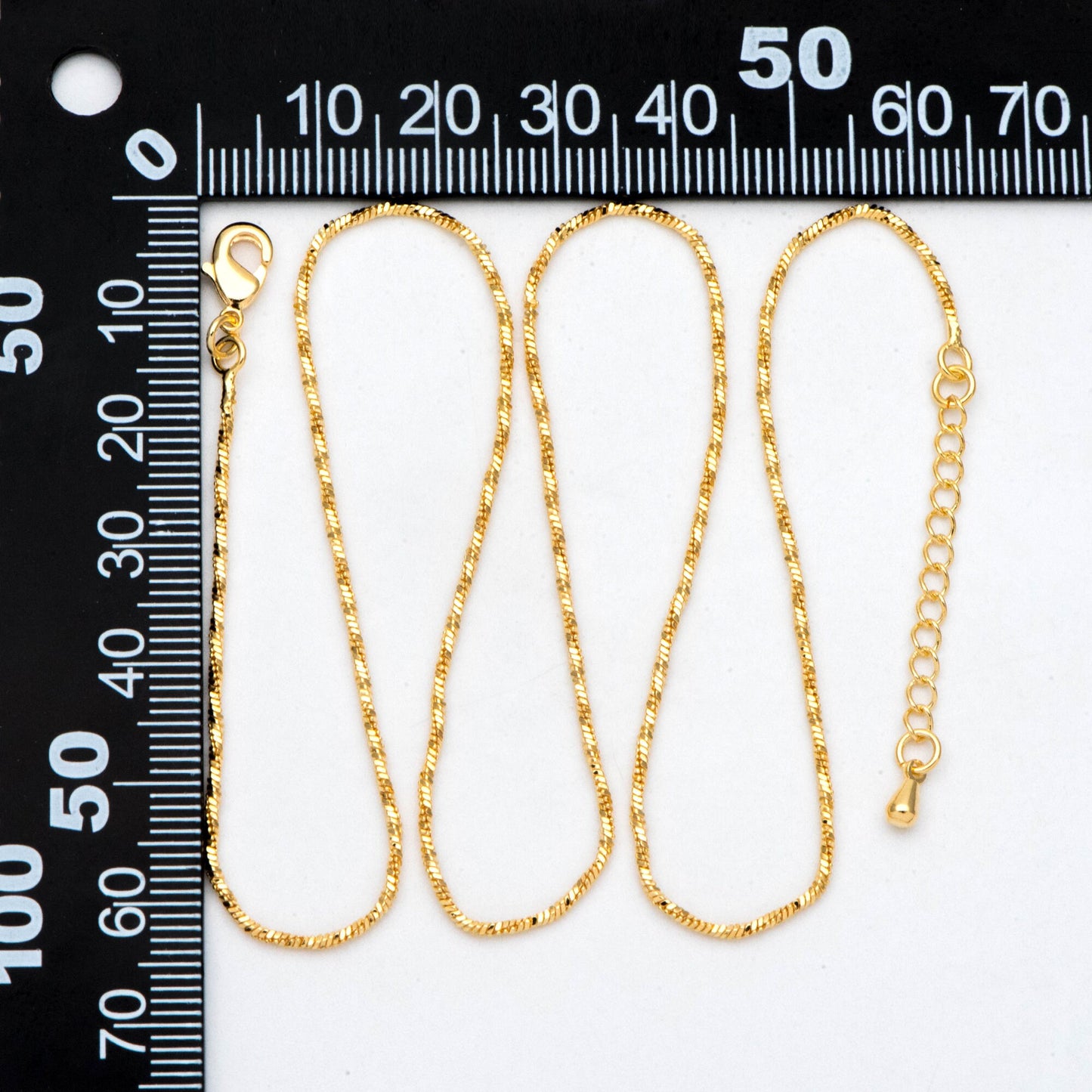 Dainty Gold Twist Snake Chain Necklace 1.2mm, Finished Necklace with Extender Chain, Ready to Wear, 17-19 Inch Adjustable (#LK-492)
