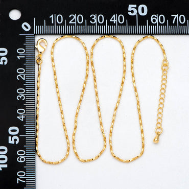 Dainty Gold Twist Snake Chain Necklace 1.2mm, Finished Necklace with Extender Chain, Ready to Wear, 17-19 Inch Adjustable (#LK-492)