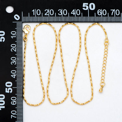 Dainty Gold Twist Snake Chain Necklace 1.2mm, Finished Necklace with Extender Chain, Ready to Wear, 17-19 Inch Adjustable (#LK-492)