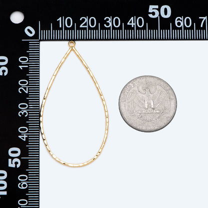 10pcs Gold Hammered Teardrop Pendants, Geometric Link Charms 55x28mm, Wired Drop Hoops (GB-2750-L)