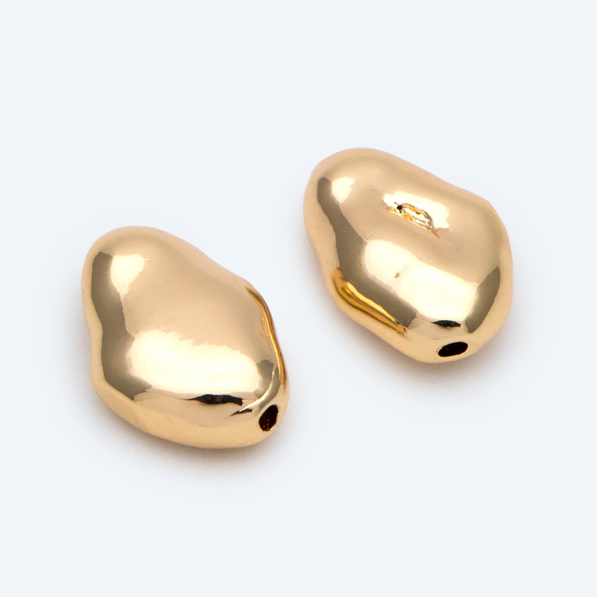 10pcs Irregular Stone Spacer Beads, Gold plated Brass, Jewelry Making, Diy Material, Jewelry Supplies (GB-2956-H)