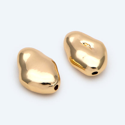 10pcs Irregular Stone Spacer Beads, Gold plated Brass, Jewelry Making, Diy Material, Jewelry Supplies (GB-2956-H)