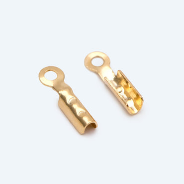 20pcs Tiny Chain End Caps, Gold Chain Crimps, to Finish 1mm or Thinner Cord / Leather/ Chains (GB-2801)