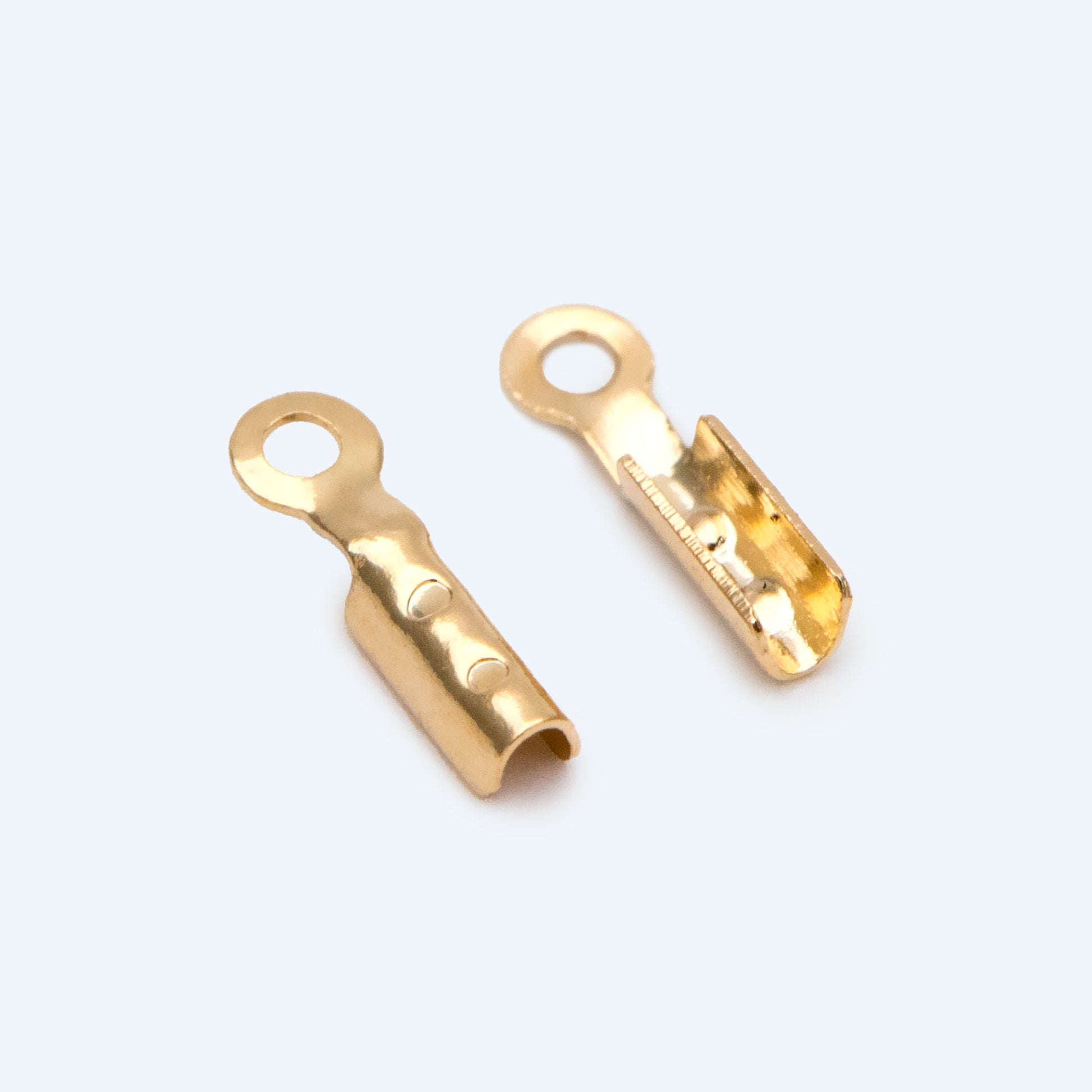 20pcs Tiny Chain End Caps, Gold Chain Crimps, to Finish 1mm or Thinner Cord / Leather/ Chains (GB-2801)