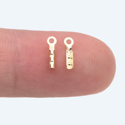 20pcs Tiny Chain End Caps, Gold Chain Crimps, to Finish 1mm or Thinner Cord / Leather/ Chains (GB-2801)