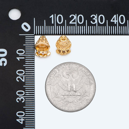 10pcs Gold Bead Caps 10X8mm, Real Gold plated Brass, Jewelry Making, Diy Material, Jewelry Supplies (GB-2802)
