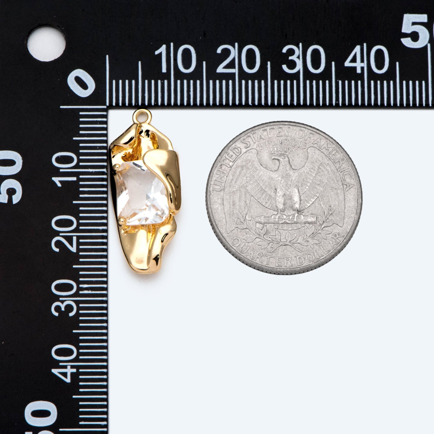 4pcs Glass pave Gold Curly Charms 26x11mm, Gold Plated Brass Drop Pendants (GB-2803)