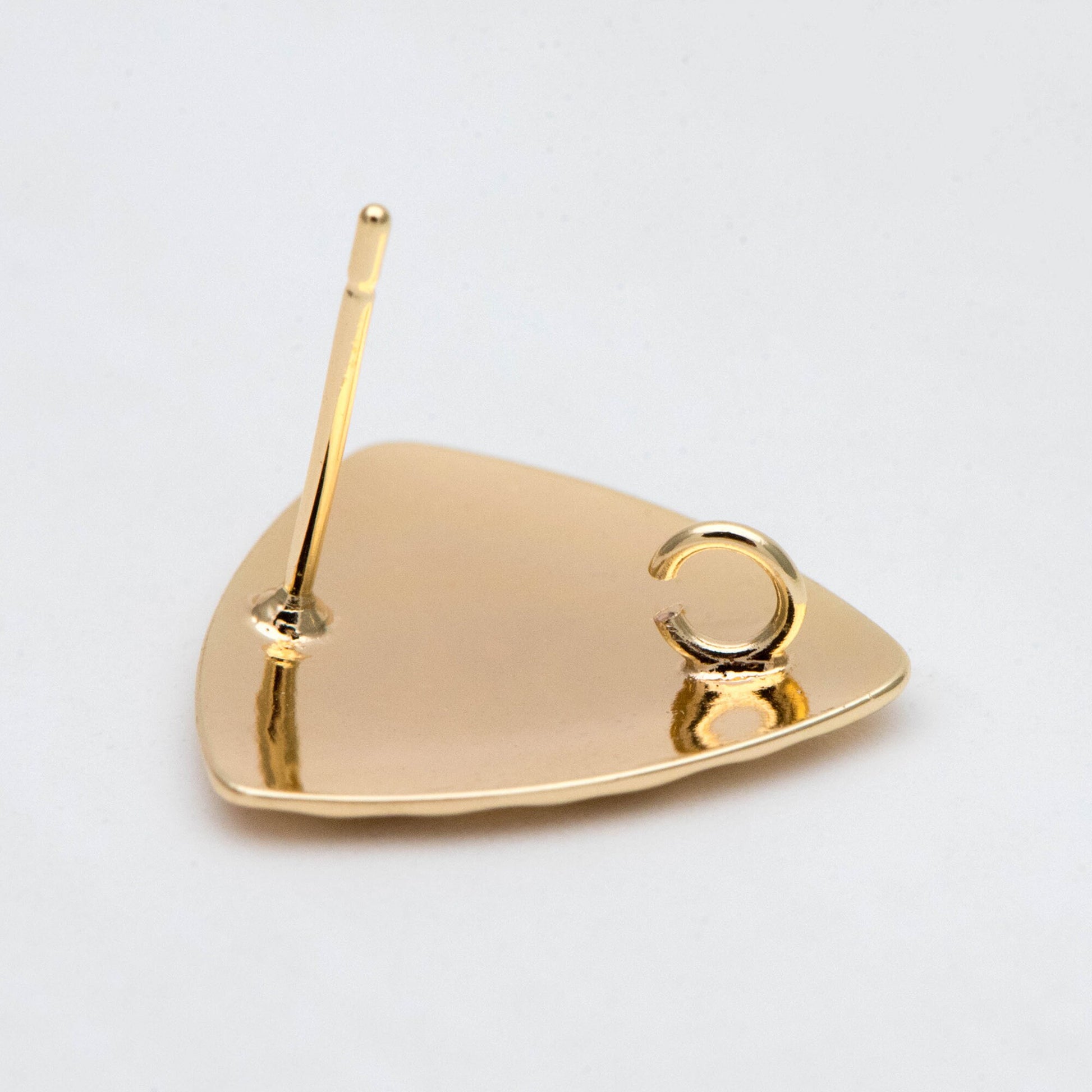 10pcs Gold Hammered Triangle Earrings, Geometric Ear Posts 17mm, Minimalist Earring Findings (GB-2866)