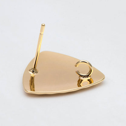 10pcs Gold Hammered Triangle Earrings, Geometric Ear Posts 17mm, Minimalist Earring Findings (GB-2866)