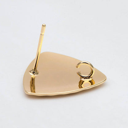 10pcs Gold Hammered Triangle Earrings, Geometric Ear Posts 17mm, Minimalist Earring Findings (GB-2866)