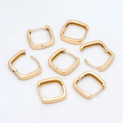 10pcs Gold/ Silver Square Huggie Earrings 15mm, 18K gold/ rhodium plated Brass, Minimalist Hoop Earring Components (GB-2870)