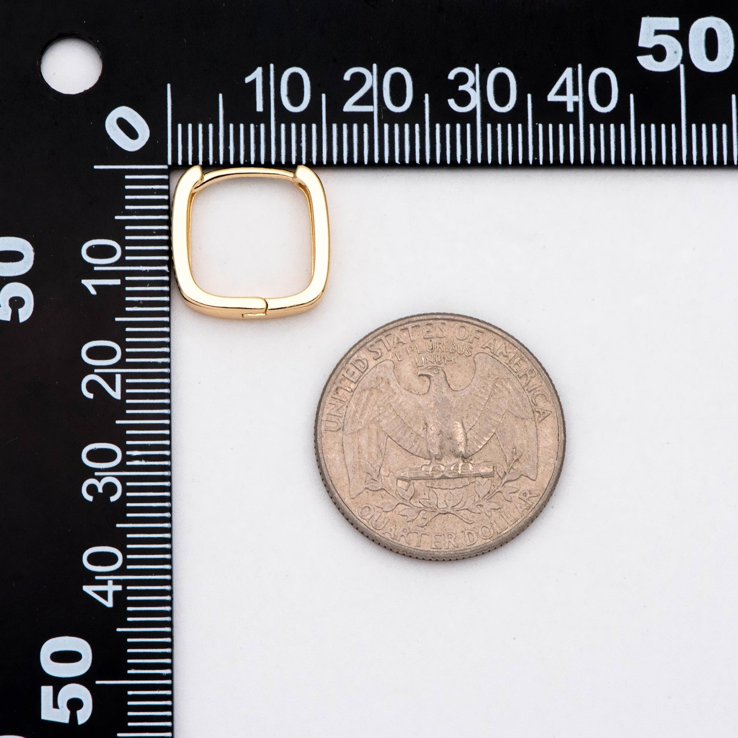 10pcs Gold/ Silver Square Huggie Earrings 15mm, 18K gold/ rhodium plated Brass, Minimalist Hoop Earring Components (GB-2870)