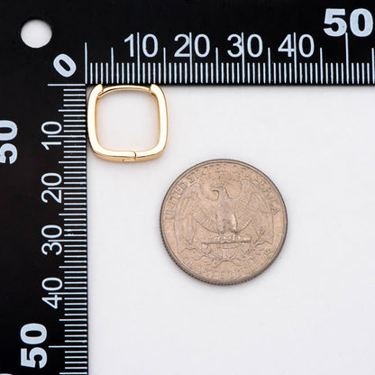 10pcs Gold/ Silver Square Huggie Earrings 15mm, 18K gold/ rhodium plated Brass, Minimalist Hoop Earring Components (GB-2870)
