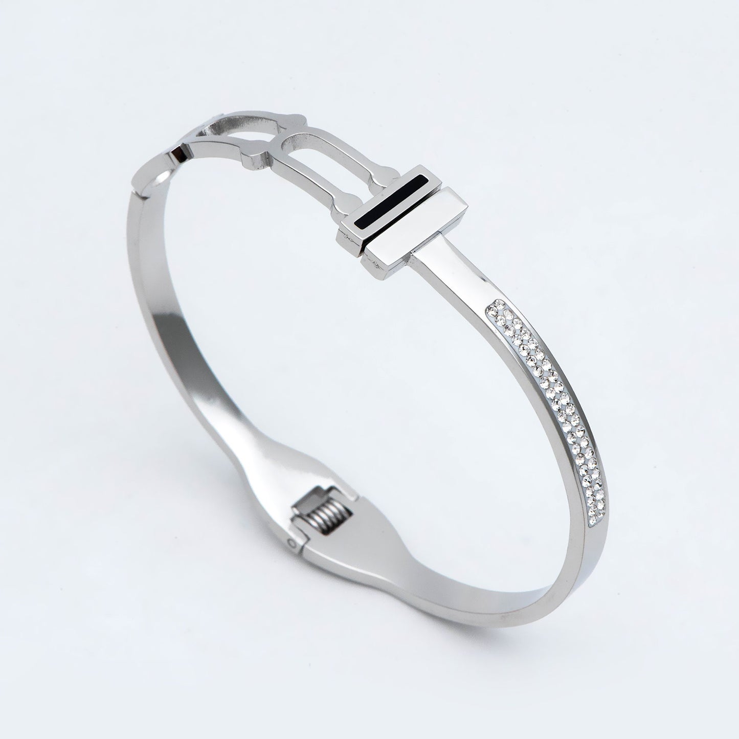 1pcs CZ Pave Simple Bangle Bracelet, 316 Stainless Steel Bracelet (GB-2860)