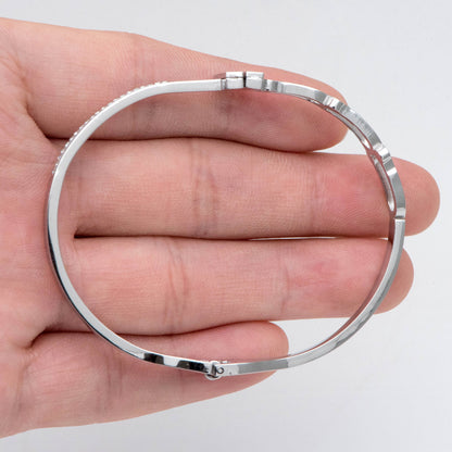 1pcs CZ Pave Simple Bangle Bracelet, 316 Stainless Steel Bracelet (GB-2860)