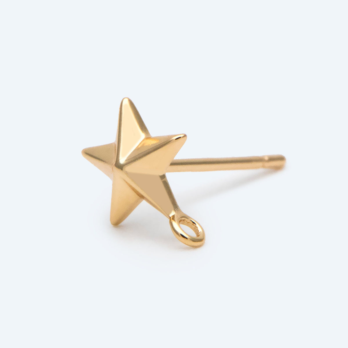 4pcs Gold Star Ear Post, Real Gold Plated Brass Star Stud Earrings (#GB-311-F)