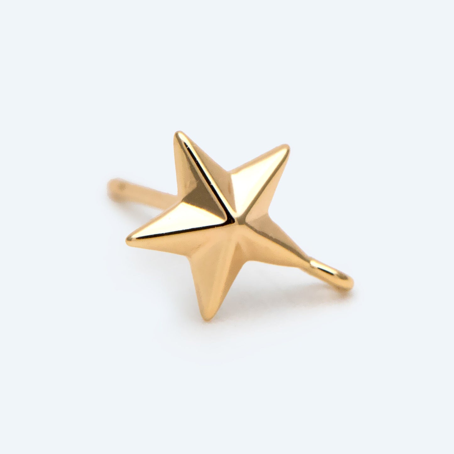10pcs Gold Star Ear Post, Real Gold Plated Brass Star Stud Earrings (#GB-2804)