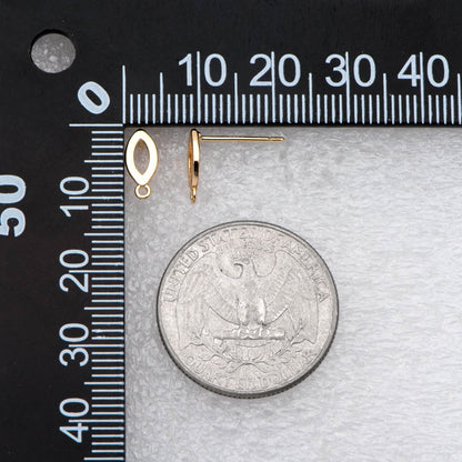 10pcs Gold Oval Ear Posts, Oval Stud Earrings, Jewelry Making, Diy Material, Jewelry Supplies (GB-2805)