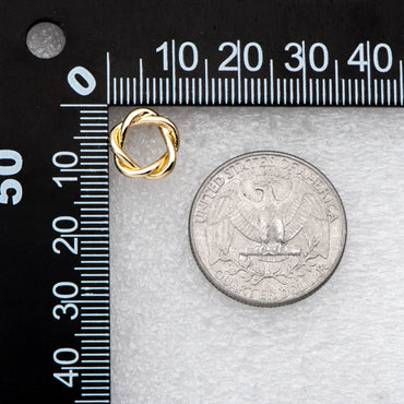 10pcs Gold Twisted Flower Earring Studs, Real Gold Plated Brass, Geometric Ring Stud Earrings (#GB-2810)