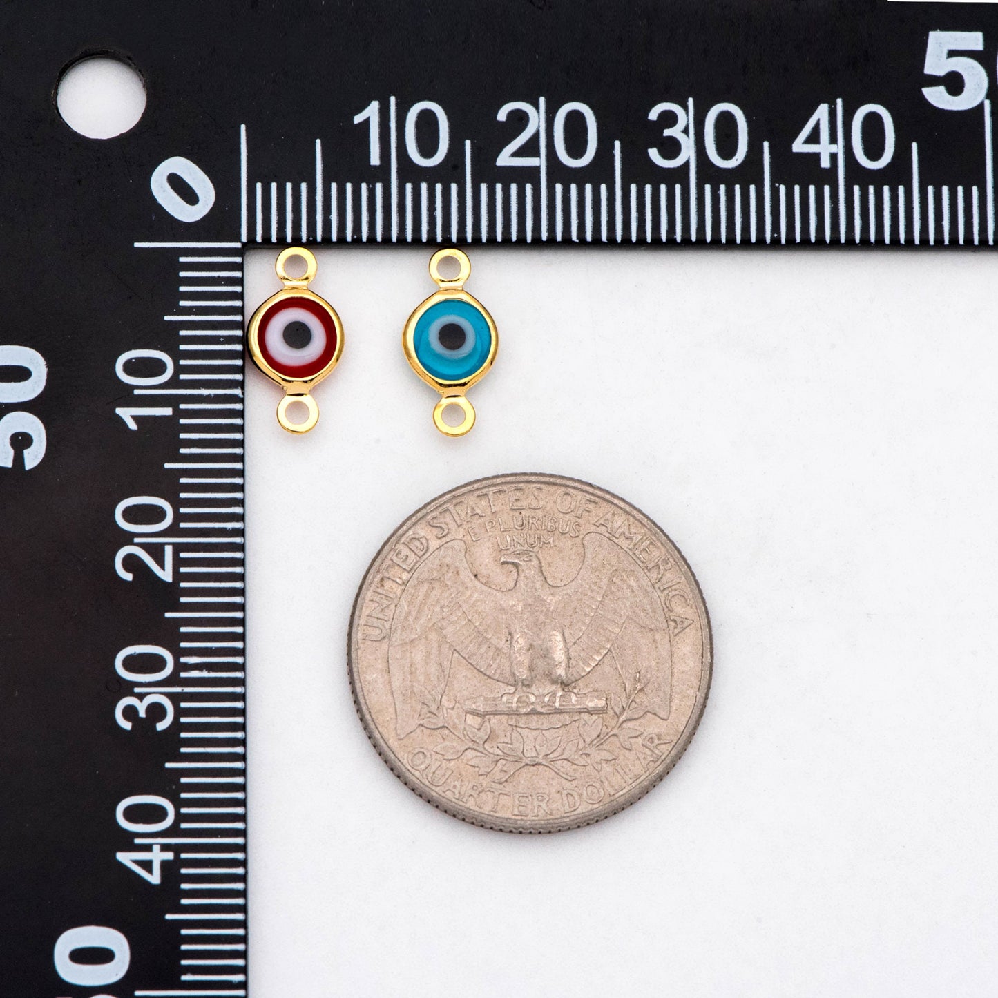 10pcs Gold Evil Eye Connectors, Evil Eye Pendant, Evil Eye Charms, Necklace Finding (GB-1999-A)