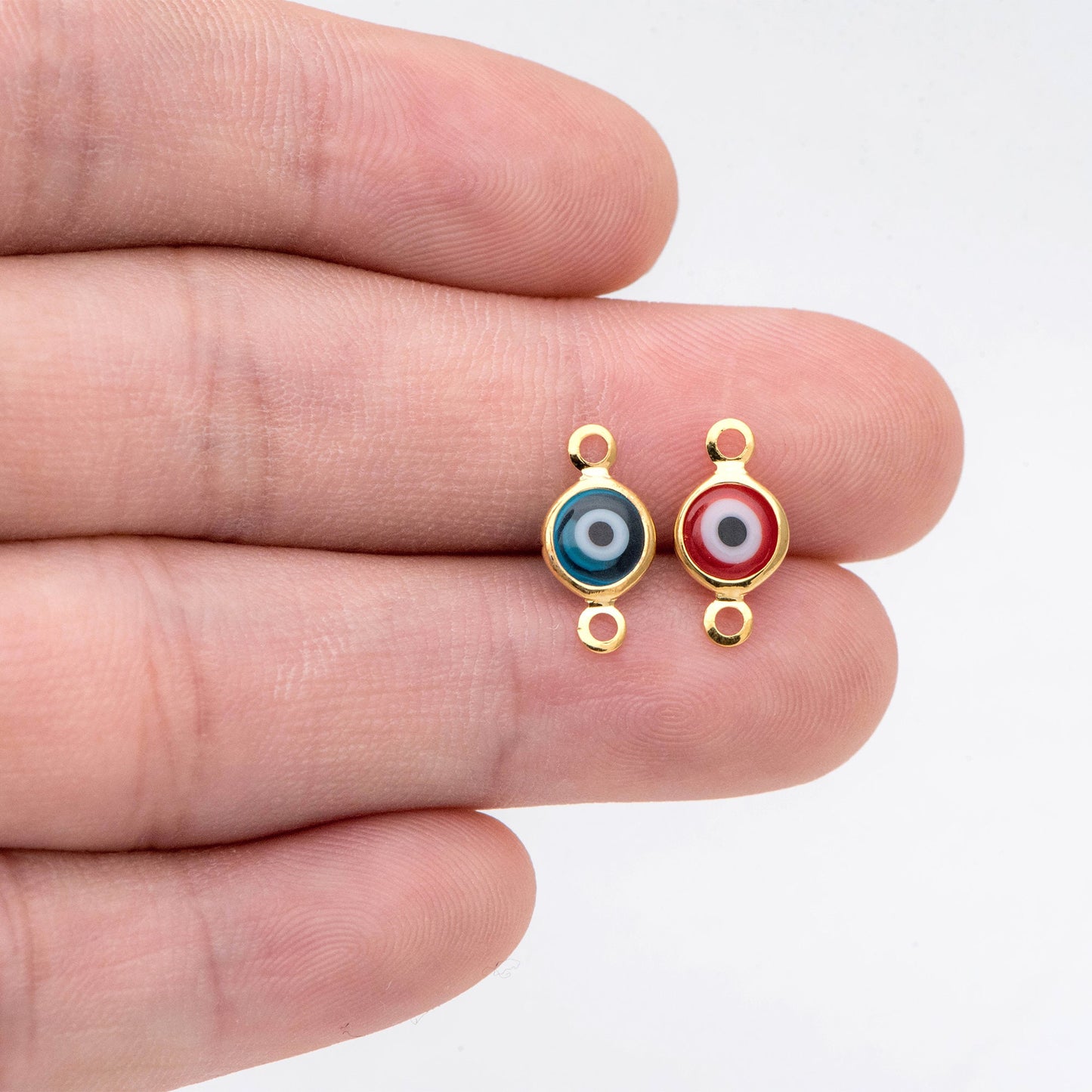 10pcs Gold Evil Eye Connectors, Evil Eye Pendant, Evil Eye Charms, Necklace Finding (GB-1999-A)