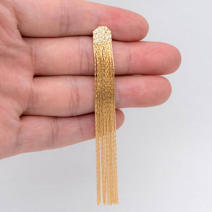 4pcs Chain Tassel Earrings, Long Tassel Stud Earring, Gold Dangling Earrings, Minimalist Earrings (GB-2889)