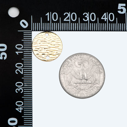 10pcs Gold/ Silver Tone Round Textured Disc Connectors 16mm, Gold/ Rhodium plated Brass Coin Disk Charms (GB-654-A)
