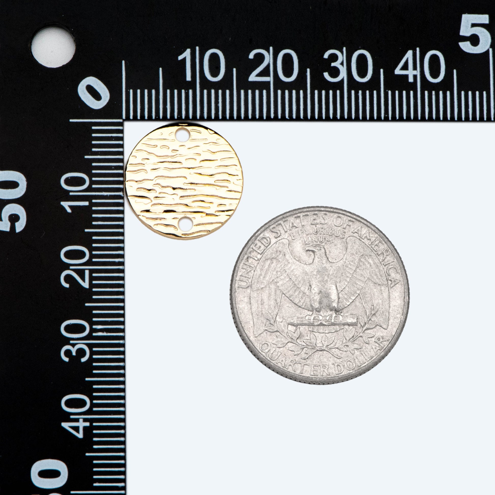 10pcs Gold/ Silver Tone Round Textured Disc Connectors 16mm, Gold/ Rhodium plated Brass Coin Disk Charms (GB-654-A)