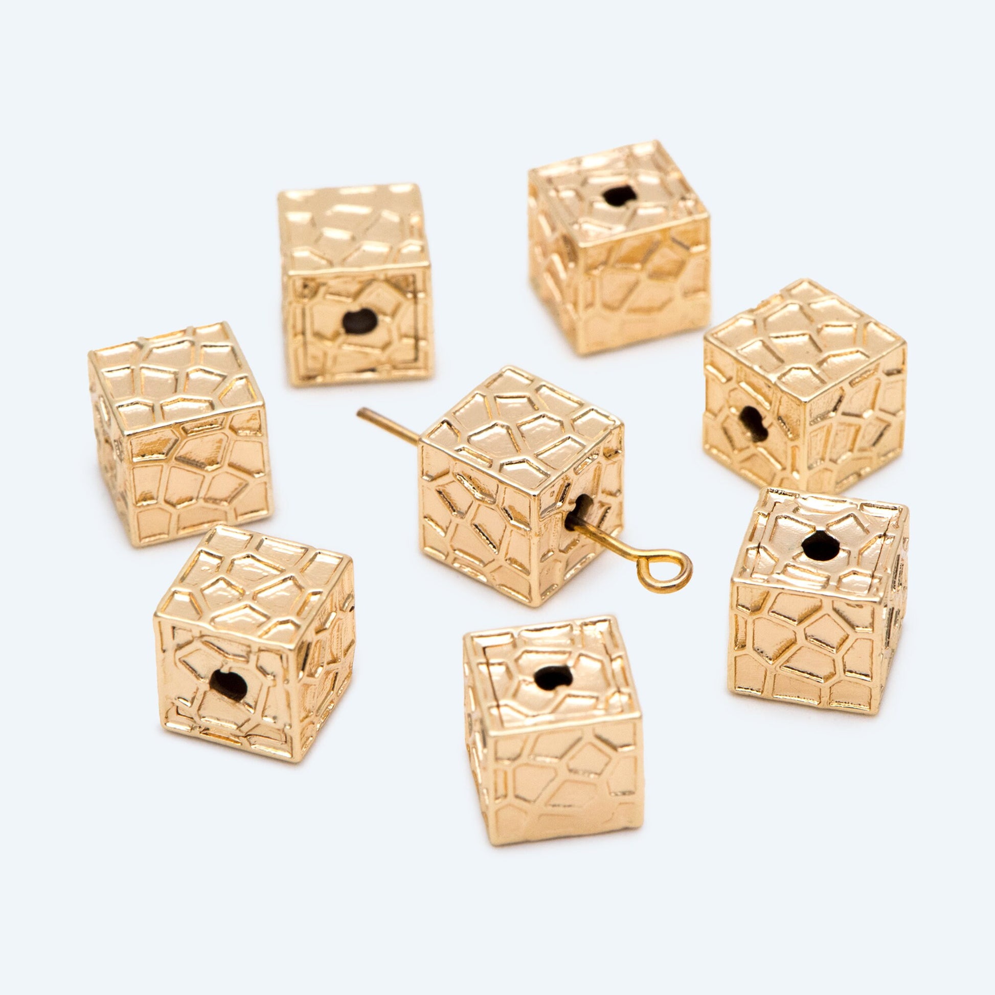 10pcs Gold Cube Spacers 8mm, 18K Gold plated Brass Square Beads, Jewelry Making, Diy Material, Jewelry Supplies (GB-2825)