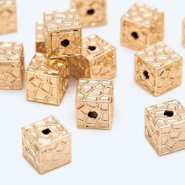 10pcs Gold Cube Spacers 8mm, 18K Gold plated Brass Square Beads, Jewelry Making, Diy Material, Jewelry Supplies (GB-2825)