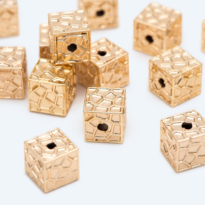 10pcs Gold Cube Spacers 8mm, 18K Gold plated Brass Square Beads, Jewelry Making, Diy Material, Jewelry Supplies (GB-2825)