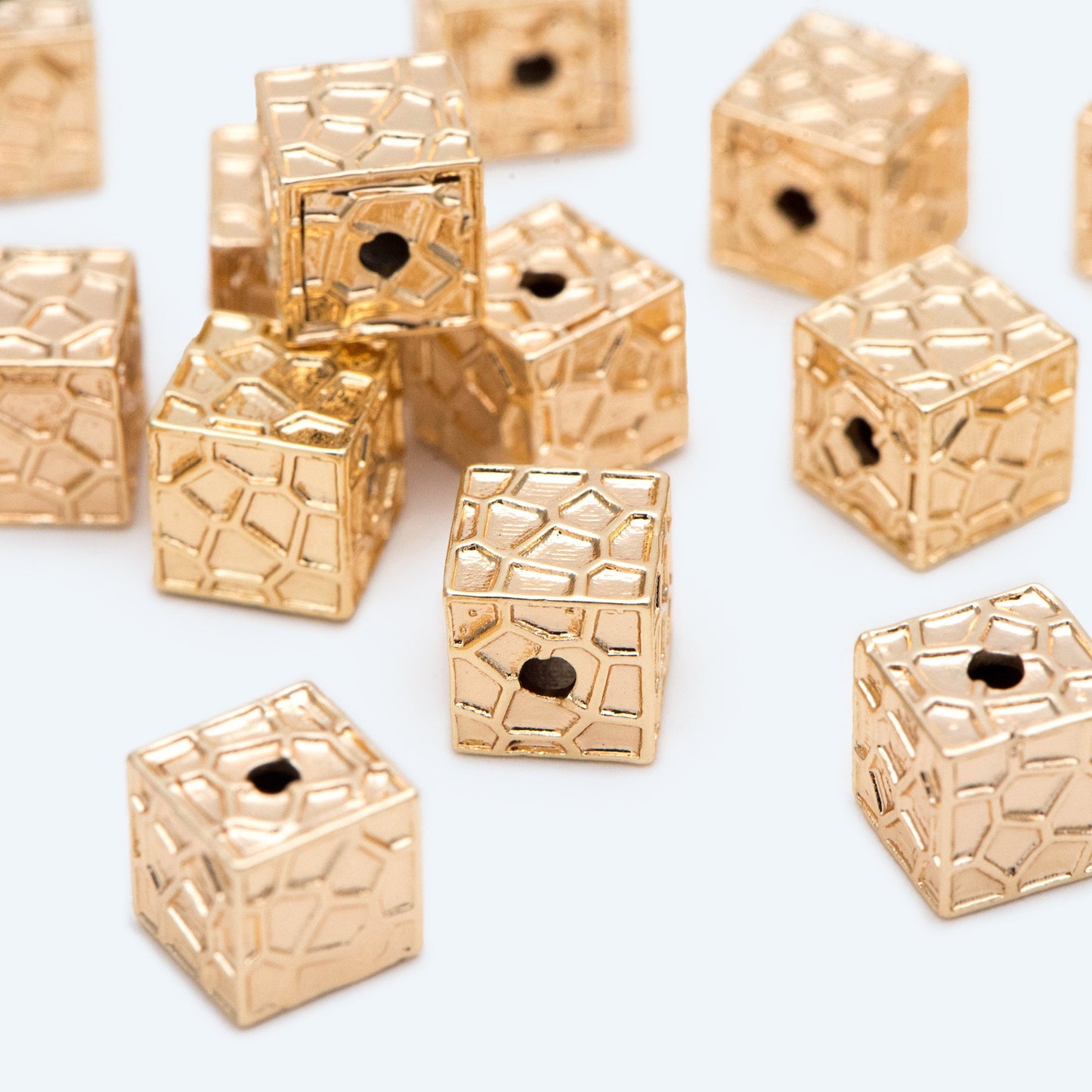 10pcs Gold Cube Spacers, 18K Gold plated Brass Square Beads, Jewelry Making, Diy Material, Jewelry Supplies (GB-2825)
