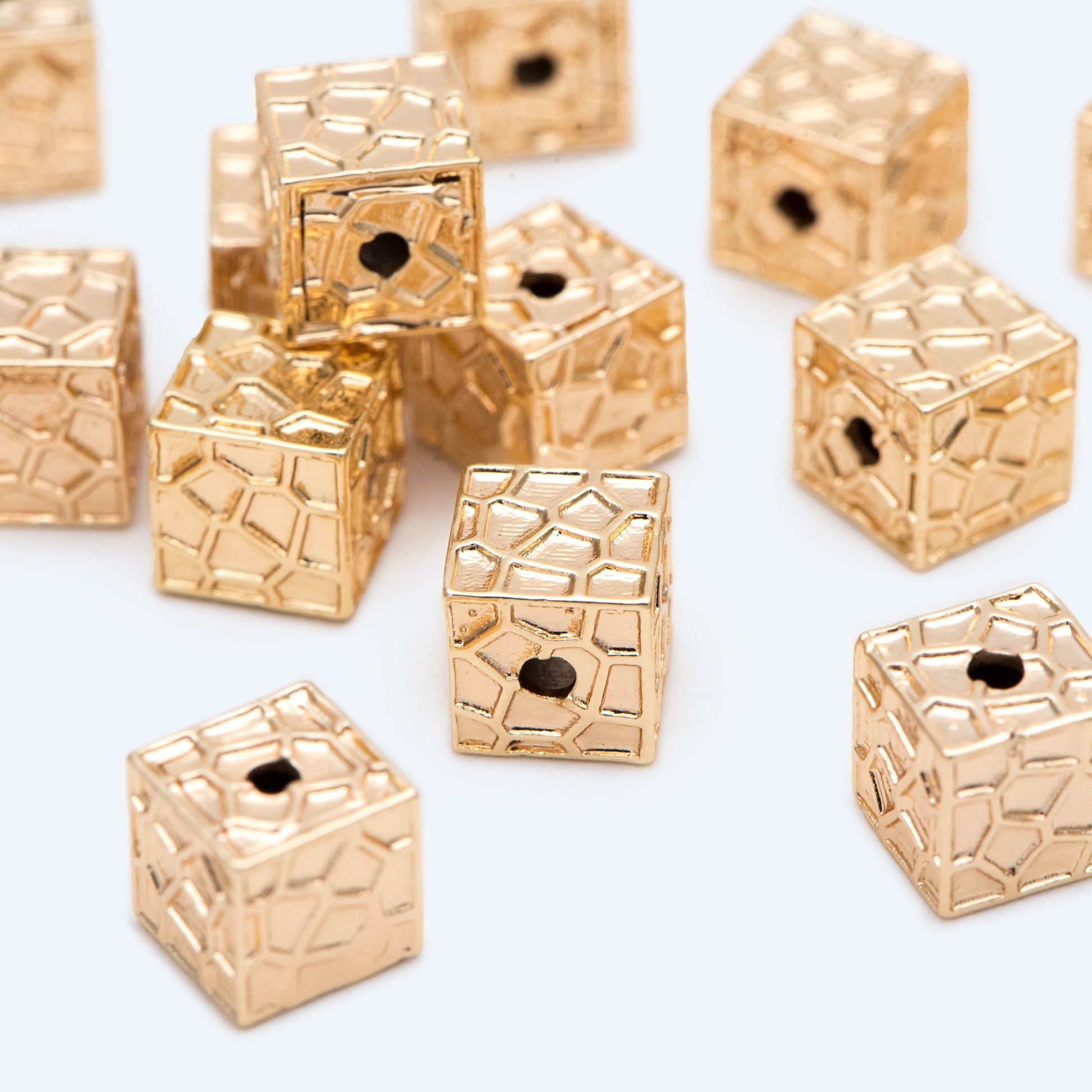 10pcs Gold Cube Spacers, 18K Gold plated Brass Square Beads, Jewelry Making, Diy Material, Jewelry Supplies (GB-2825)