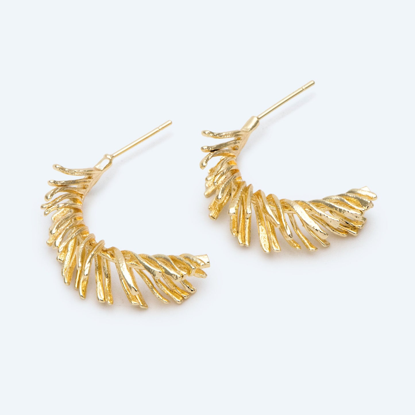 4pcs Gold Feather Earring, Leaf Hoop Earring, Metal Statement Earring, Modern Metal Earring, Gift For Her, Minimalist Earring (GB-2827)