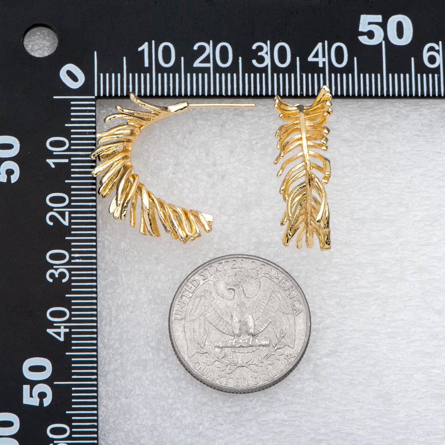 4pcs Gold Feather Earring, Leaf Hoop Earring, Metal Statement Earring, Modern Metal Earring, Gift For Her, Minimalist Earring (GB-2827)