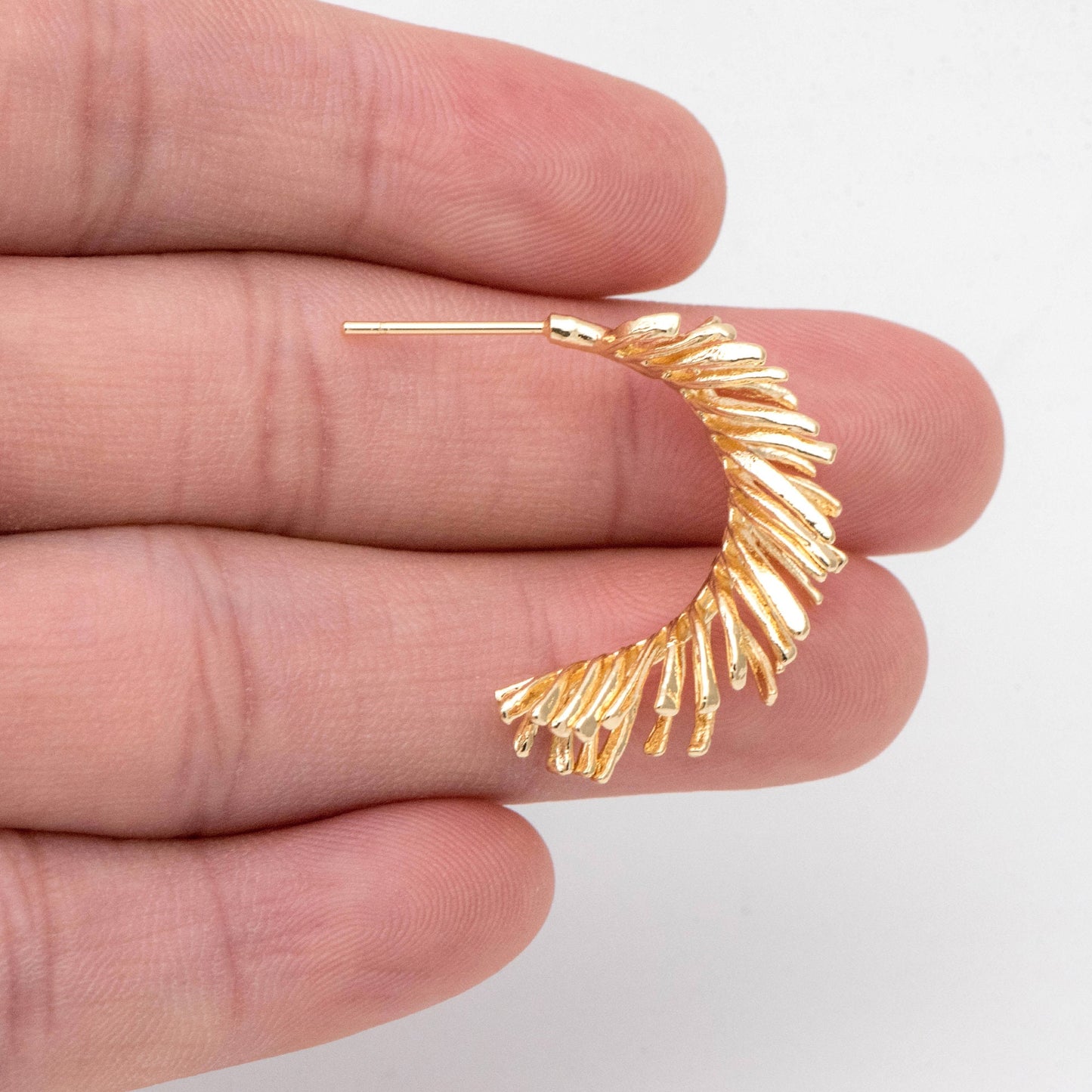 4pcs Gold Feather Earring, Leaf Hoop Earring, Metal Statement Earring, Modern Metal Earring, Gift For Her, Minimalist Earring (GB-2827)
